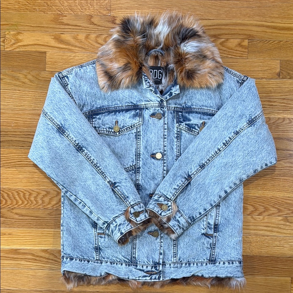 BDG Denim Jacket with Faux Fur